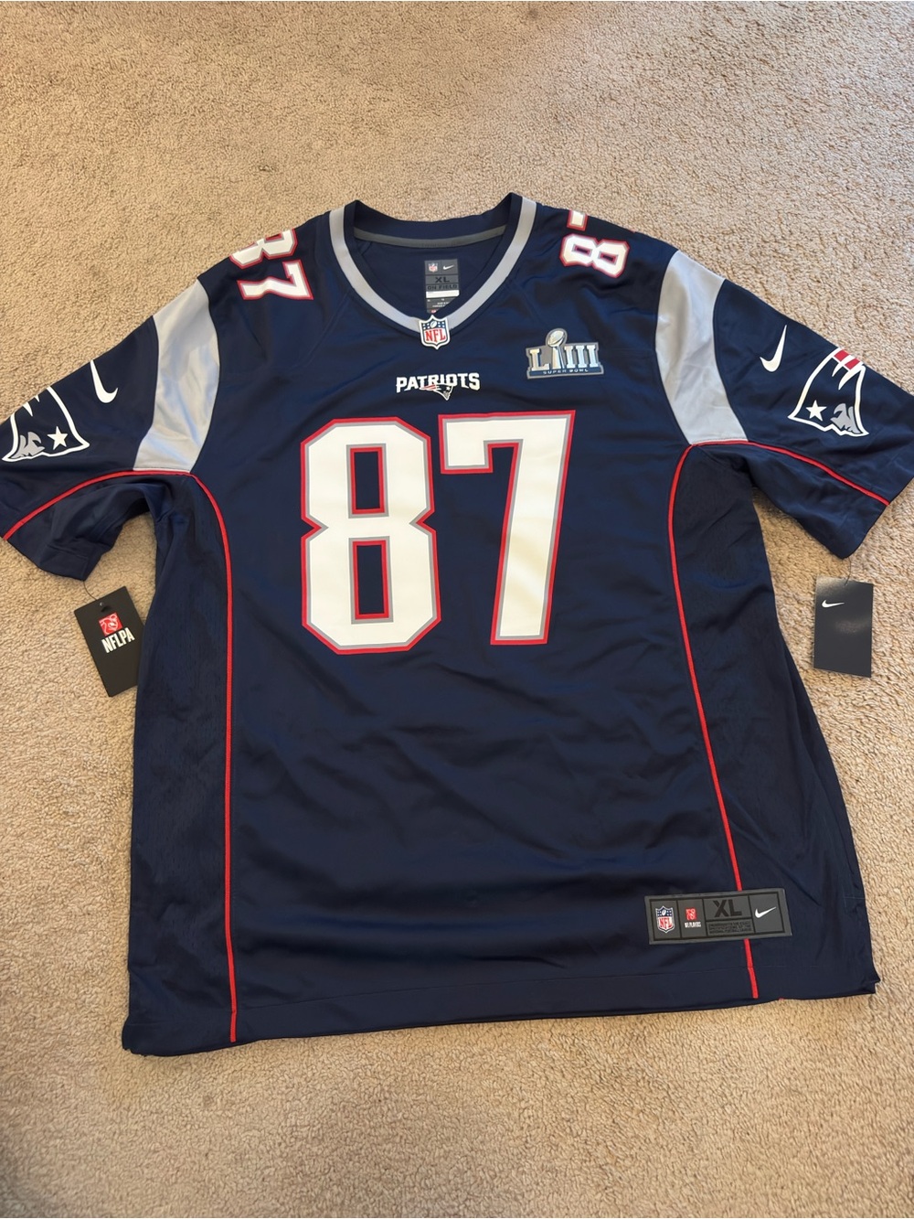 NWT Nike Rob Gronkowski New England Patriots Super Bowl 53 jersey size XL